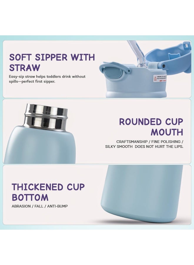 Twisoo Stainless Steel Kids Water Bottle – Leak Proof & Vacuum Insulated with Straw (520ml, Blue) - Image 2