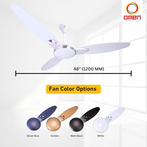 Omen Changing Lives 1200mm Falcon Prime Ceiling Fan | Powerful & Decorative Fan with Elegant Design | High Air Delivery 210 m³/min | 400 RPM Speed | BEE Star Rated | 2-Year Warranty (White) - Image 4