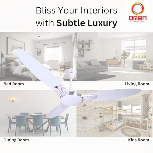 Omen Changing Lives 1200mm Falcon Prime Ceiling Fan | Powerful & Decorative Fan with Elegant Design | High Air Delivery 210 m³/min | 400 RPM Speed | BEE Star Rated | 2-Year Warranty (White) - Image 5