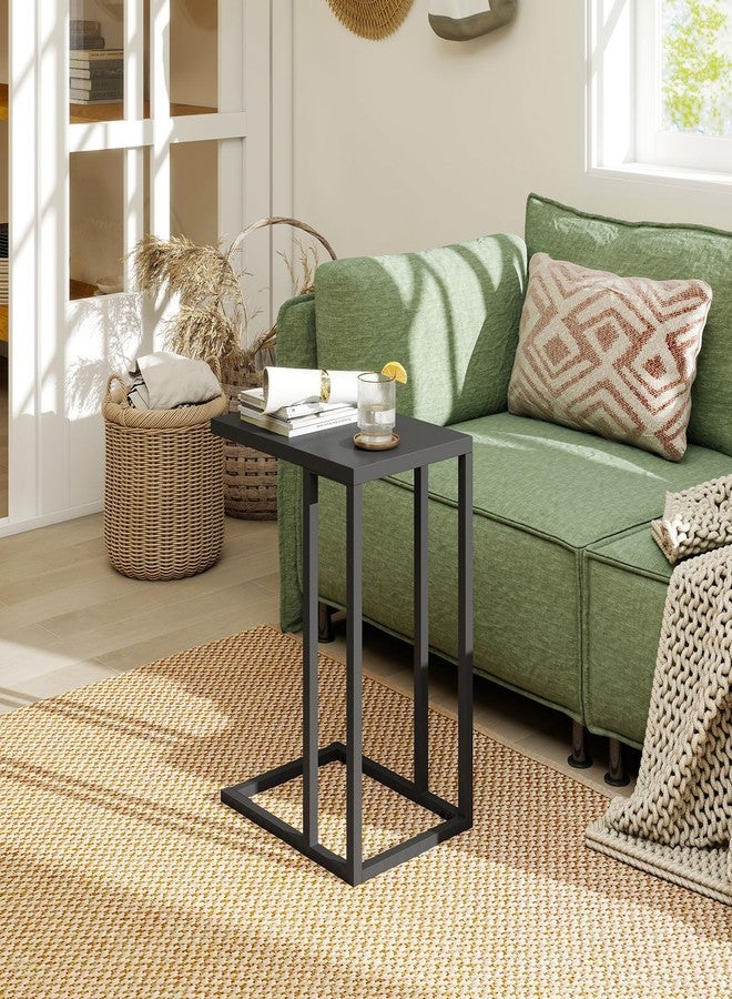 HAPPYGRILL C-Shaped Side Table with Metal Frame, Adjustable Foot Pads, Small Industrial End Table for Couch Sofa, Living Room Bedroom Office (2) - Image 2