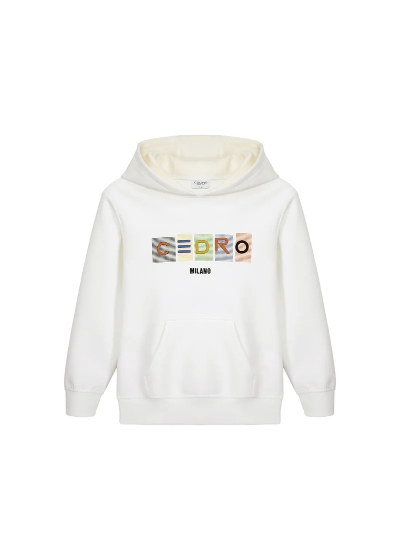 Cedro CEDRO Boy's Cotton Rich Casual Long Sleeve Streetwear Hoodie - White