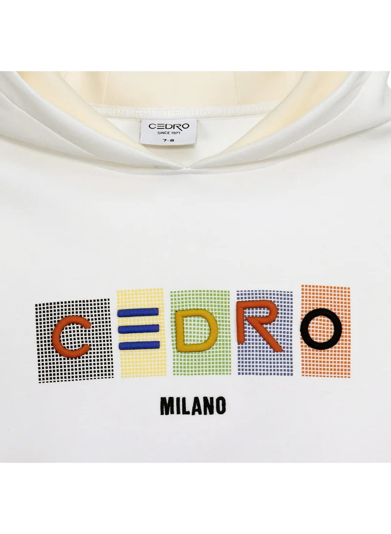 Cedro CEDRO Boy's Cotton Rich Casual Long Sleeve Streetwear Hoodie - White