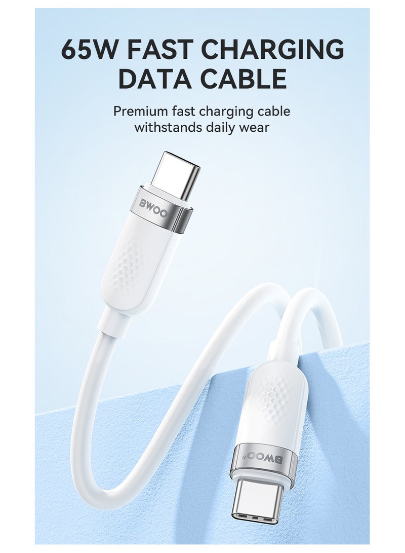 BWOO Type-C To Type-C Skin-Friendly Liquid Silicon Charging Cable White - Image 4