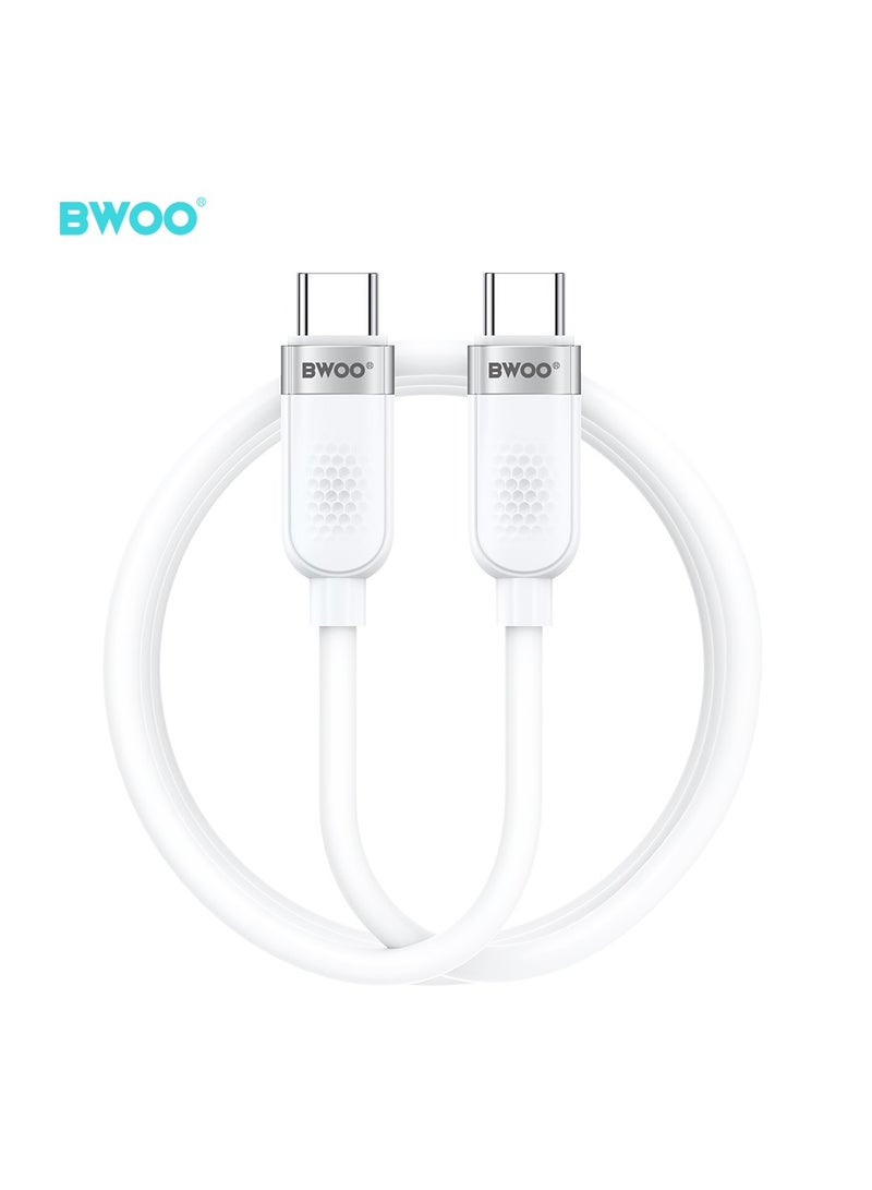 BWOO Type-C To Type-C Skin-Friendly Liquid Silicon Charging Cable White - Image 1
