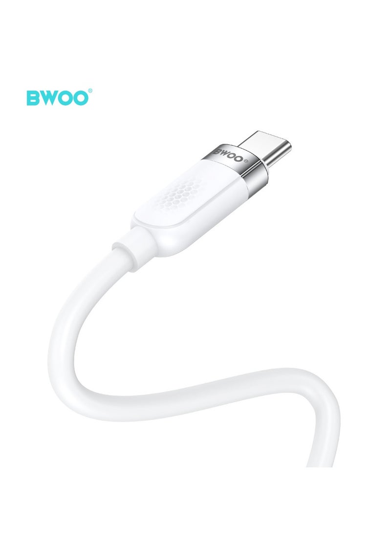 BWOO Type-C To Type-C Skin-Friendly Liquid Silicon Charging Cable White - Image 3