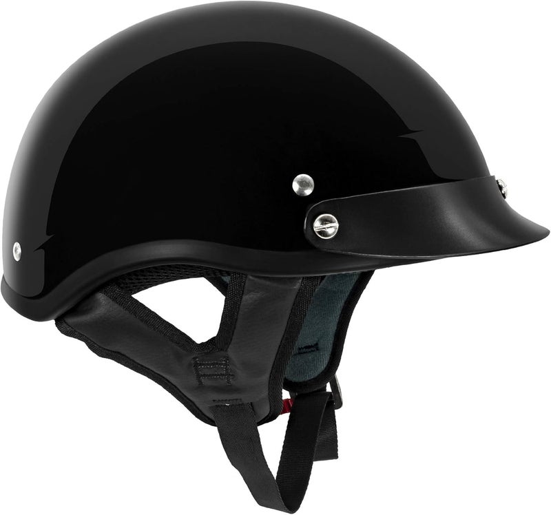 VCAN Cruiser Solid Half Face Motorcycle Helmet - Gloss Black - Image 3