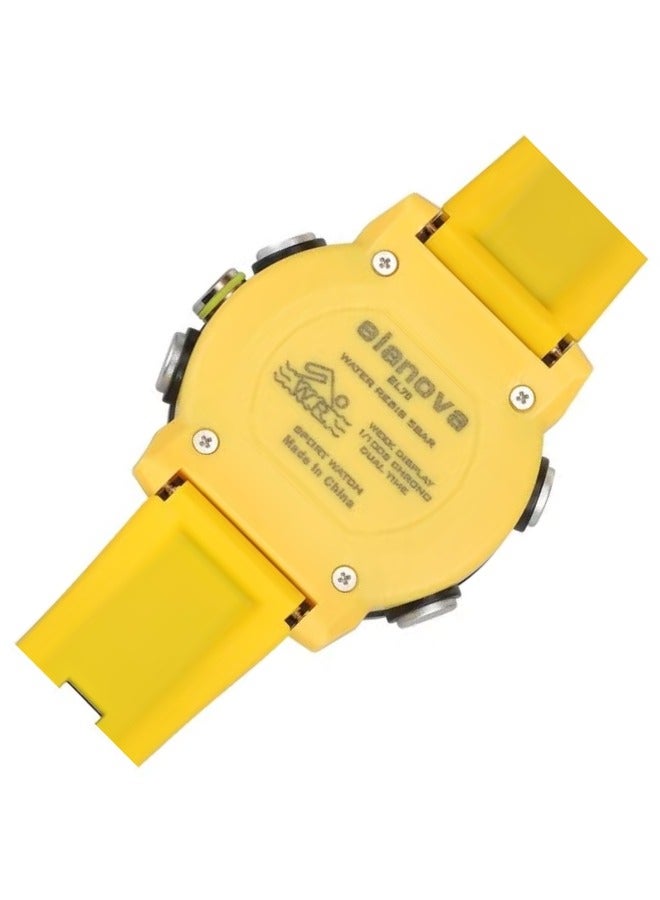 إيلانوفا ساعة يد رقمية وتناظرية بتصميم رياضي، مقاومة للماء حتى 5 بار، مزودة بتوقيت مزدوج وحزام سيليكون متين، طراز EL70 - Image 5