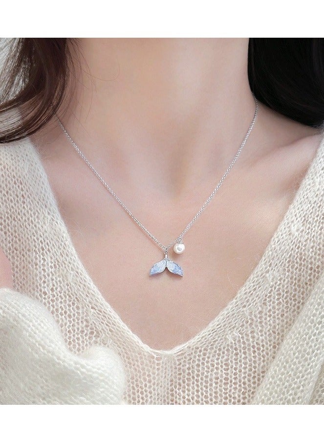 Mark Fairwhale Blue crystal fishtail necklace 