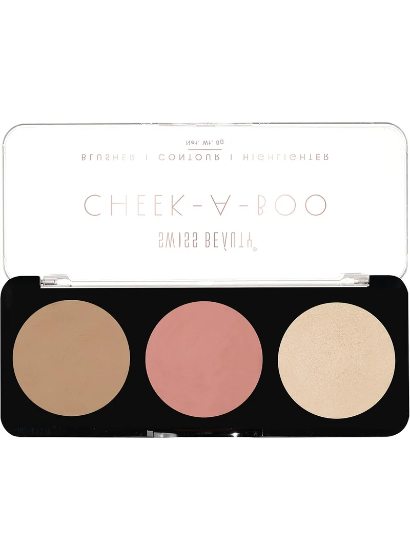 سويس بيوتي Swiss Beauty Cheek-A-Boo 3 In One Blusher | Contour | Highlighter Shade -01 (8 g)