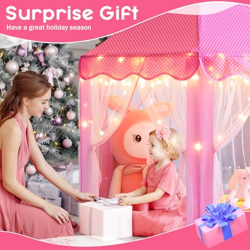 Monobeach Princess Tent Girls Large Playhouse Kids Castle Play Tent with Star Lights Toy for Children Indoor and Outdoor Games 55 x 53 DxH - Image 5