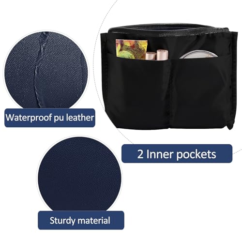 MAANGE Cosmetic Bags for Women Small Makeup Bag for Purse Pu Leather Makeup Pouch Travel Makeup Bag with Zipper Make Up Bag for Travelling (Dark Blue) - Image 2