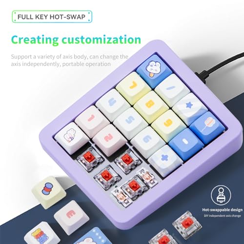 Adventurers K812 Wired Mechanical Numeric Keypad 19Key HotSwappable RGB Numpad Macro Programmable Detachable TypeC Cable GameOffice Mode Switch for PCLaptopDesktop Purple - Image 3