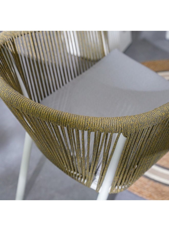 DANUBE HOME طقم شرفة القاهرة 1 + 2 مقعد | طقم طاولة وكراسي | طقم بيسرو 3 قطع لجميع الأجواء مع طاولة قهوة | أثاث بتصميم عصري للحديقة الخارجية - أبيض/أصفر - Image 4