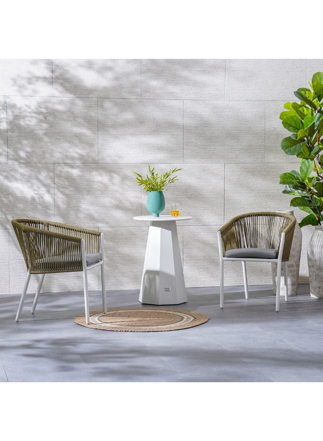 DANUBE HOME طقم شرفة القاهرة 1 + 2 مقعد | طقم طاولة وكراسي | طقم بيسرو 3 قطع لجميع الأجواء مع طاولة قهوة | أثاث بتصميم عصري للحديقة الخارجية - أبيض/أصفر - Image 2