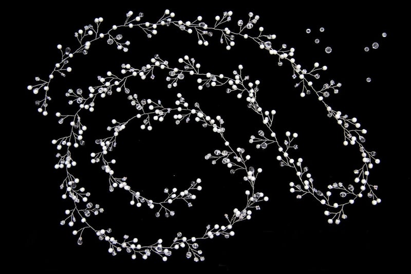 fxmimior Bridal Hairband with Crystals, Silver, 1 Count (Pack of 1), Extra long Hair Vine, Wedding Evening Party Headpiece, Hair Accessories, 39.4IN - Image 4