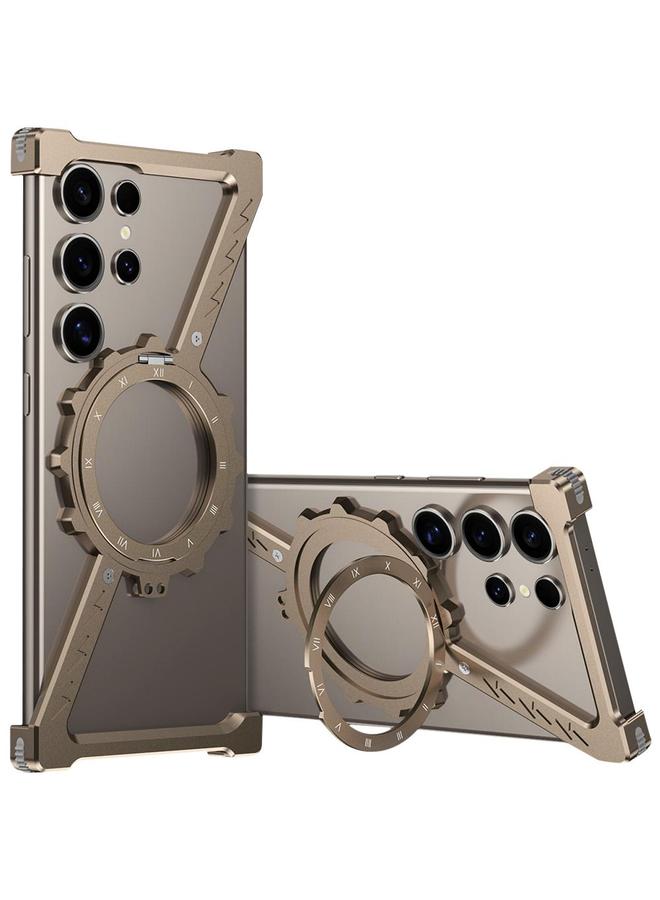 S-TOP Case For Samsung Galaxy S22 Ultra 5G Z-shaped Frameless Metal 360 Holder MagSafe Phone Case