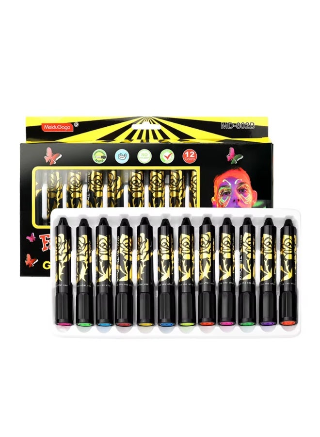 ميدو ألوان رسم الوجه المتوهجة تحت الضوء البنفسجي – 12 ألوان آمنة وسهلة الغسيل - Image 1