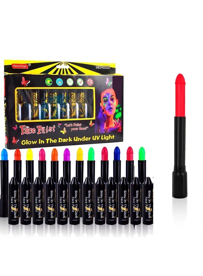 ميدو ألوان رسم الوجه المتوهجة تحت الضوء البنفسجي – 12 ألوان آمنة وسهلة الغسيل - Image 5