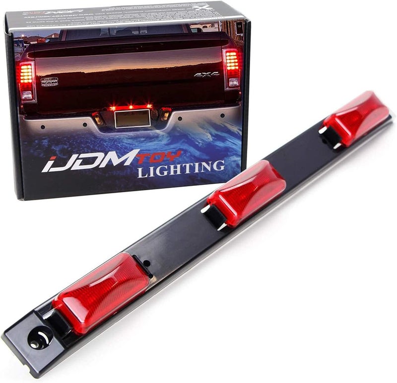 iJDMTOY OEM-Spec Red Lens 9-LED Rear Truck Bed Mounted Center Tailgate Running Light Bar, Compatible with 1999-2010 Ford F-250 F-350 F-450 DRW, Also Fit Other Truck/Pickup - Image 1