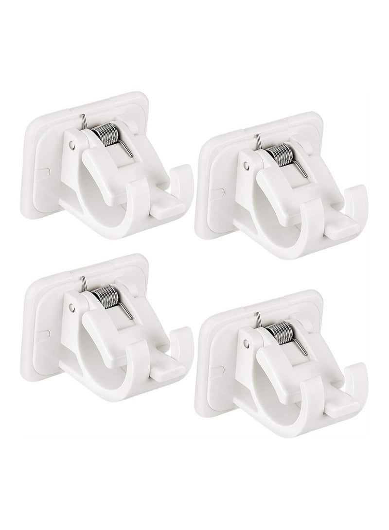SYOSI Adjustable Rod Bracket, 4Pcs Nail Free Self Adhesive Curtain Rod Brackets, No Drill Round Rod Fixing Clip for Hanging Net Curtain, Party Garden Decoration  - Image 1