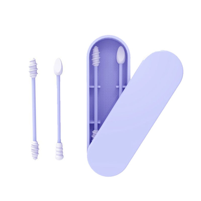 Reusable Silicone Cotton Swabs Blue Secure Soft Flexible Material - Non-detachable Durable Design Multi-purpose Ear Cleaning Swabs for Travel Daily Use - Image 1