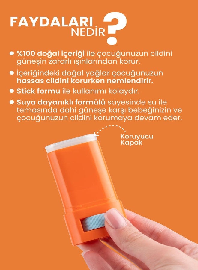 Bade Natural Kids Mineral Sunscreen Stick SPF 50+ - 100% Natural Zinc Oxide Sun Protection for Babies & Children, Broad Spectrum UVA/UVB Defense, Water Resistant & Gentle Formula, 0.56 oz - Image 3