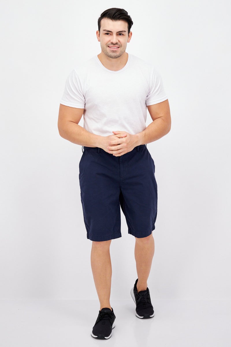 Lyle & Scott Men Solid No Stretch Bermuda Shorts, Dark Navy  - Image 4