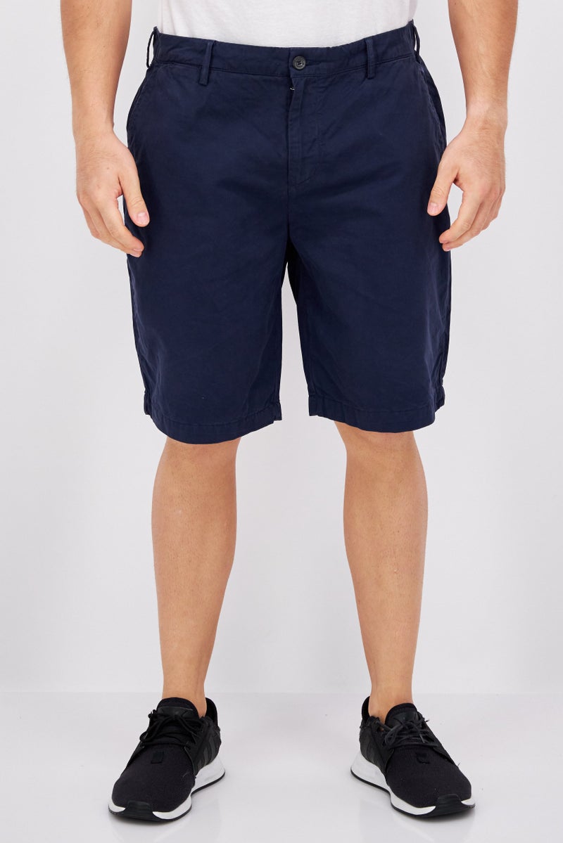 Lyle & Scott Men Solid No Stretch Bermuda Shorts, Dark Navy  - Image 1