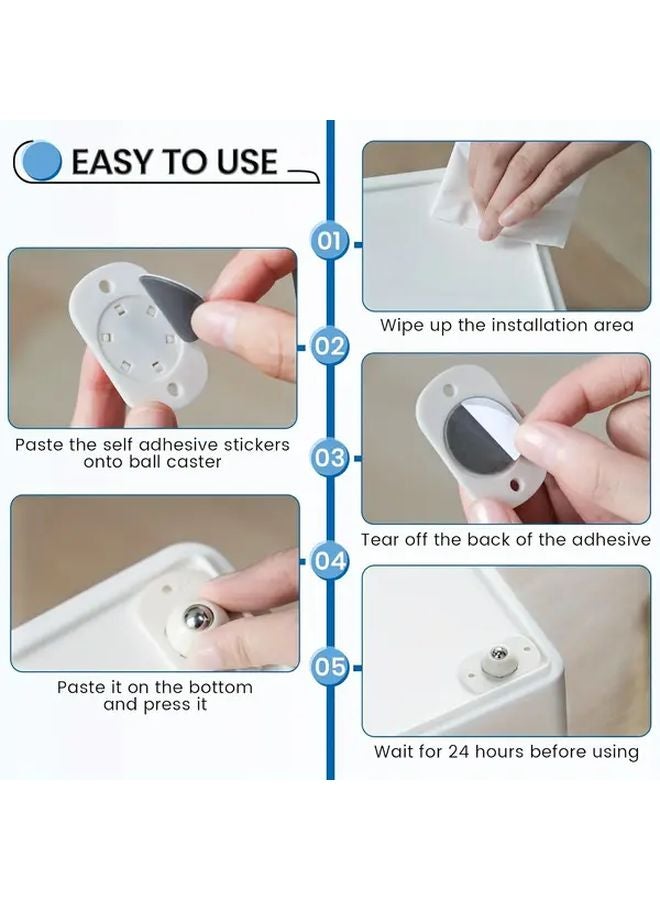 24 Pcs Self Adhesive Caster Wheels 360 Rotating Mini Universal Rollers Durable ABS - Image 5