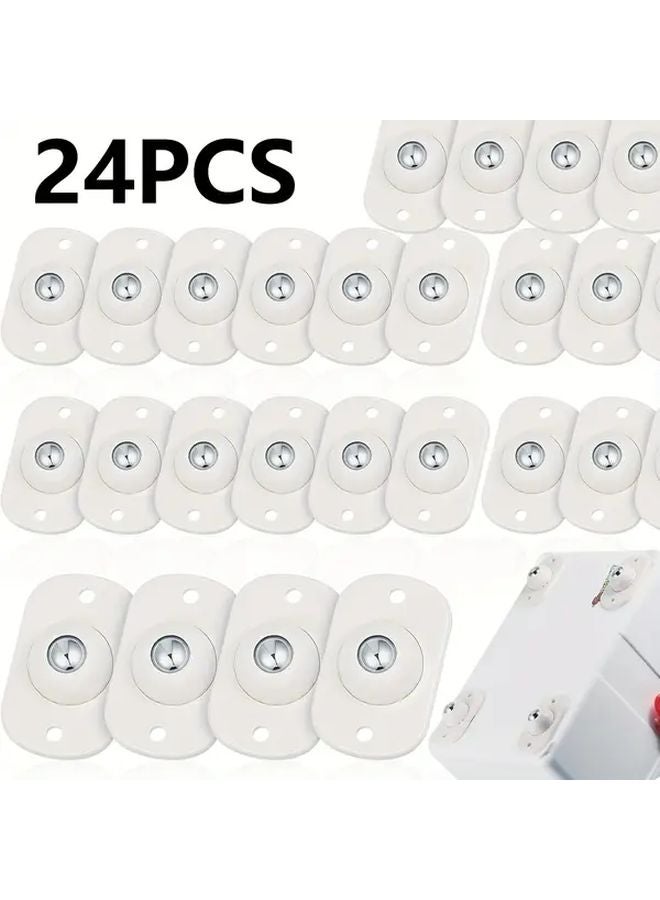 24 Pcs Self Adhesive Caster Wheels 360 Rotating Mini Universal Rollers Durable ABS - Image 1