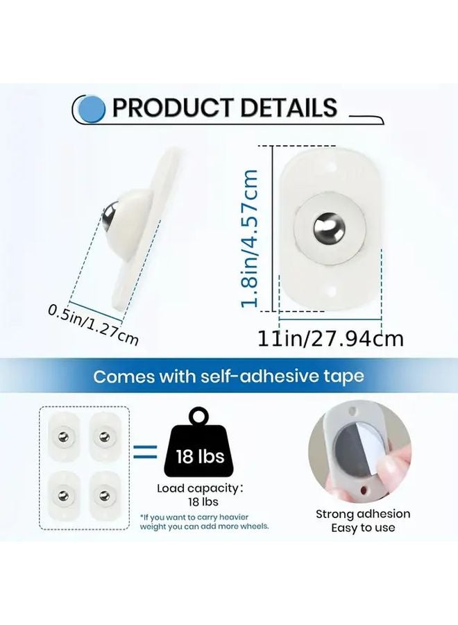 24 Pcs Self Adhesive Caster Wheels 360 Rotating Mini Universal Rollers Durable ABS - Image 3
