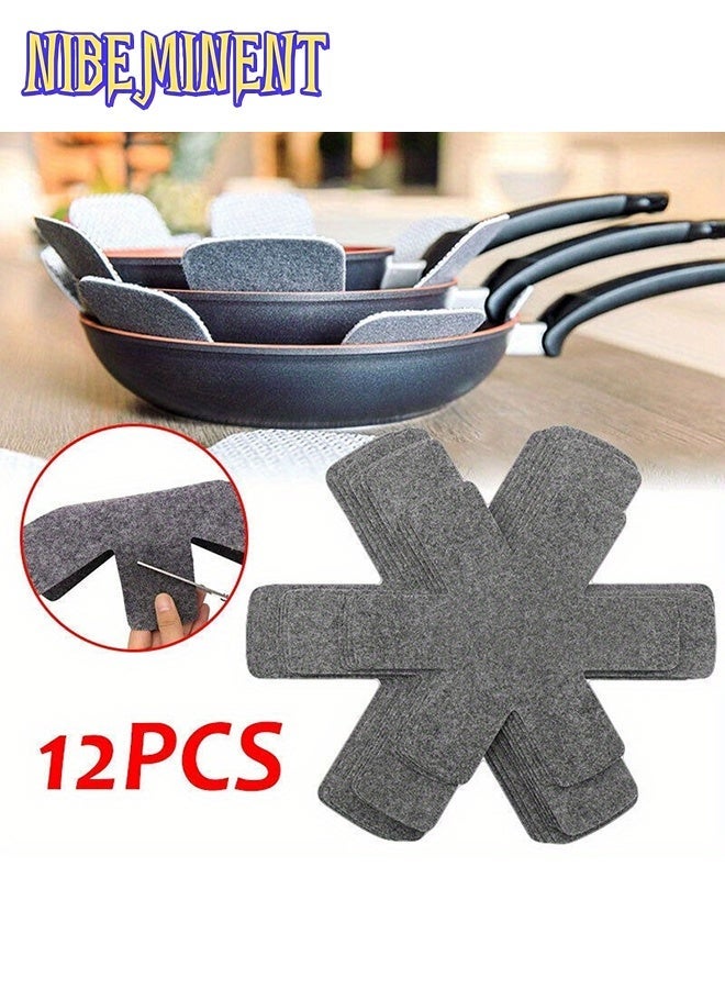 NIBEMINENT 12pcs Premium Felt Pot and Pan Protective Pads - Anti-Stick, Scratch-Resistant Multi-Layer Heat-Resistant Kitchen Storage Pads for Cookware, Glassware, Baking Trays, Plates - Durable Non-Slip Organizer for Cabinets & Countertops, Cookware Protection - Image 4