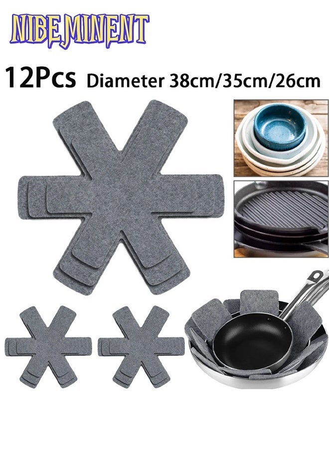 NIBEMINENT 12pcs Premium Felt Pot and Pan Protective Pads - Anti-Stick, Scratch-Resistant Multi-Layer Heat-Resistant Kitchen Storage Pads for Cookware, Glassware, Baking Trays, Plates - Durable Non-Slip Organizer for Cabinets & Countertops, Cookware Protection - Image 1
