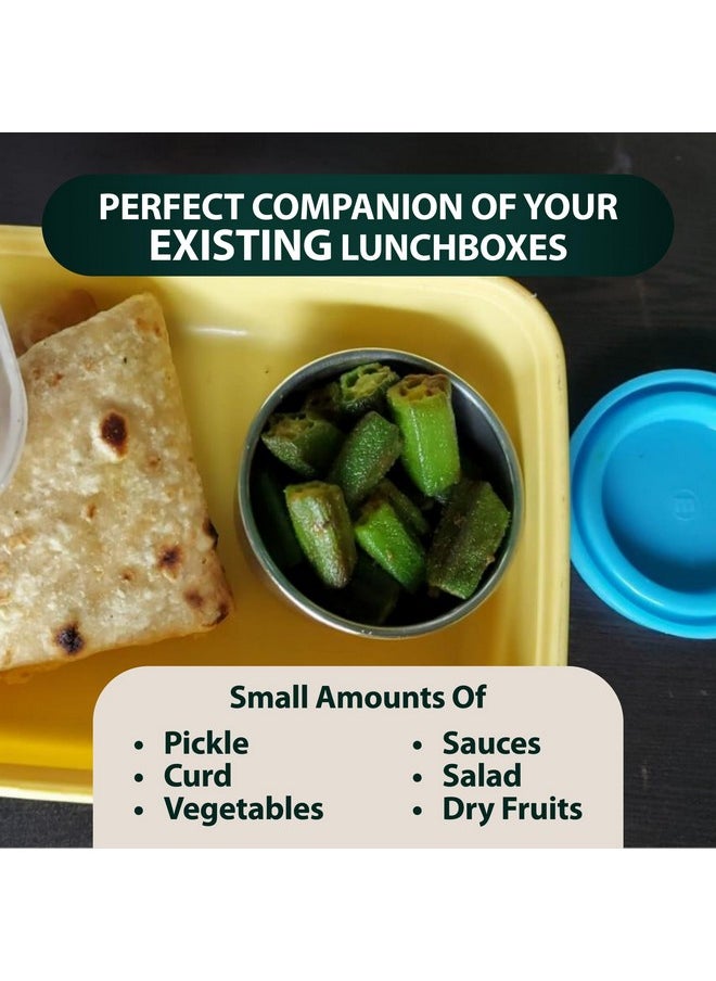 MARU MARU Stainless Steel Chutney Dabba Set 2 with Durable Food-Grade Silicone Lids, Perfect Small Tiffin Boxes for Chutney, Salad, Dips & Pickle, 50ml * 1 pcs & 100ml * 1 pcs, Set of 2 (Green)  - Image 4
