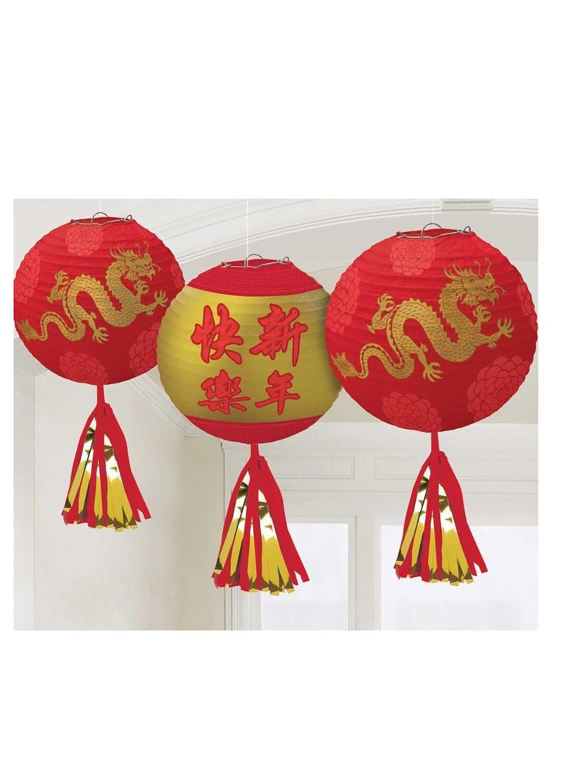 Amscan Chinese New Year Deluxe Lanterns With Metal Frame And Hot-Stamped  - Image 2