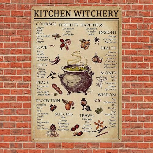 Ykfss Kitchen Witchery Decor Vintage Metal Tin Sign Kitchen Witchery Signs Witch Knowledge Poster Kitchen Wall Decorations 8X12 inch - Image 4