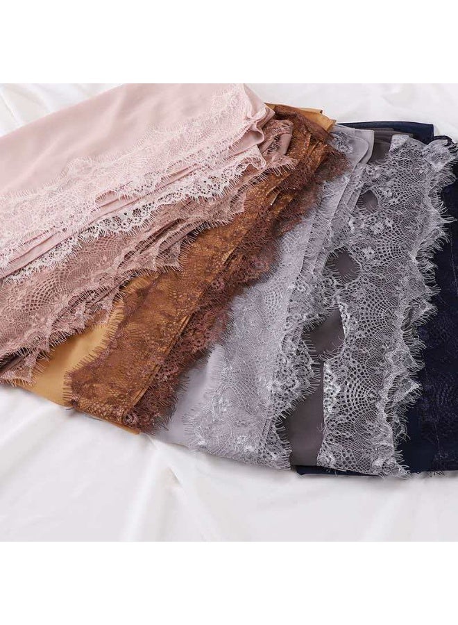 Lace Trim Chiffon Hijab - Elegant Solid Color Headscarf for Muslim Women - Breathable Soft Scarf for Daily Wear & Ramadan - Image 5
