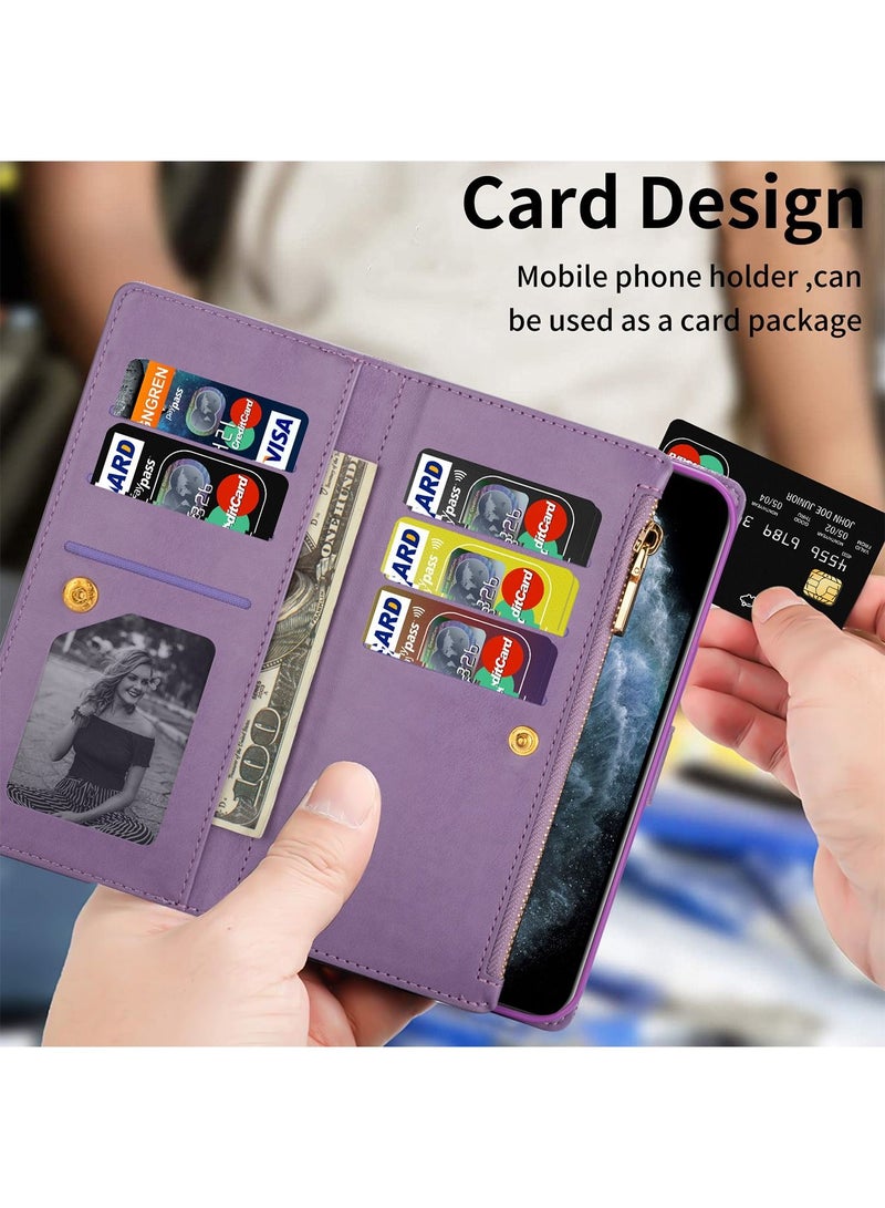 iPhone 15 Pro Max Wallet Case Cover For Women Luxury Bling Diamond  Card Phone Holder Wrist Strap PU Leather Slots Shockproof Protective Back Cover Accessory For iPhone 15 Pro Max  - Image 2