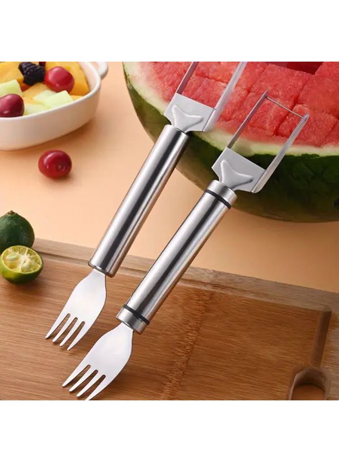 1pc Stainless Steel Watermelon Cutting Fork With Ergonomic Handle For Fruit Prep - Image 5