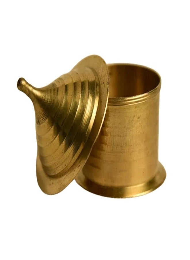 MAYAPURI Handmade Golden Sindur Box | Sindoor Dibbi/Kumkum Dani, Brass Traditional - Image 3