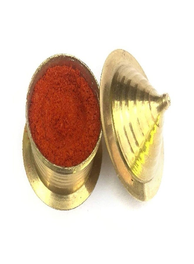 MAYAPURI Handmade Golden Sindur Box | Sindoor Dibbi/Kumkum Dani, Brass Traditional - Image 2