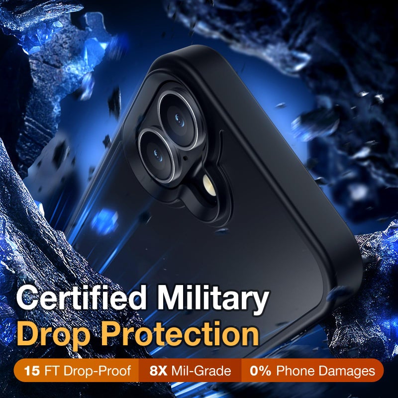 Yriklso for iPhone 16 Case, Shockproof for iPhone 16 Phone Case, Military Grade Drop Protection, Protective Hard Back Slim Cover, Black - Image 3