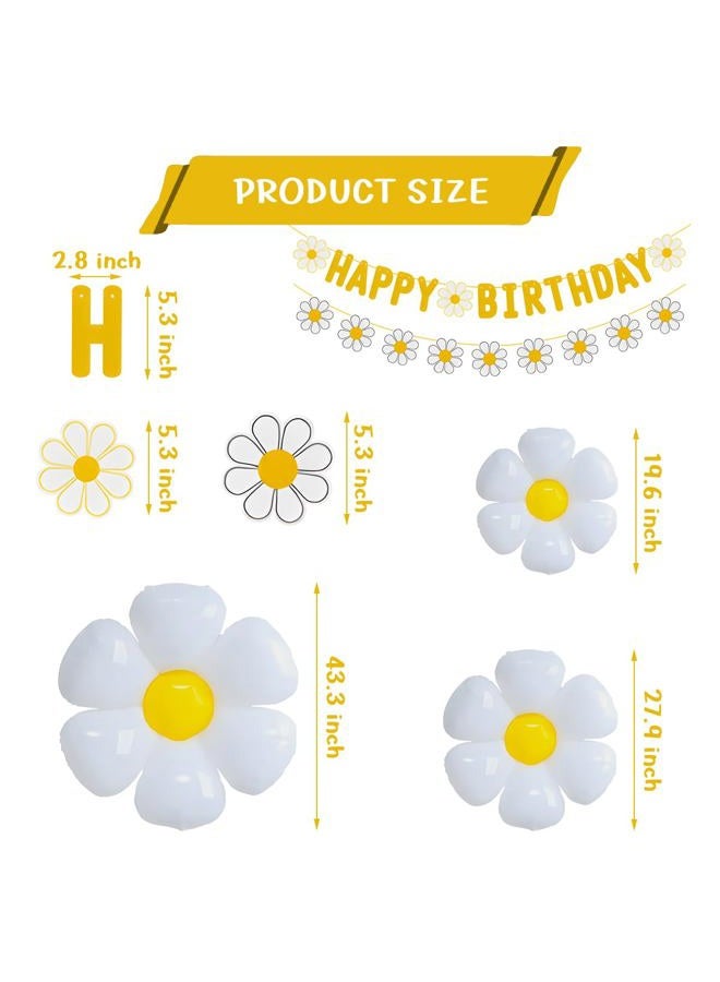JU XIN 13pcs Daisy Flower Birthday Banner Balloons Decoration,Daisy Birthday Decorations，Daisy Flower Girls Boys Birthday Party Supplies - Image 3