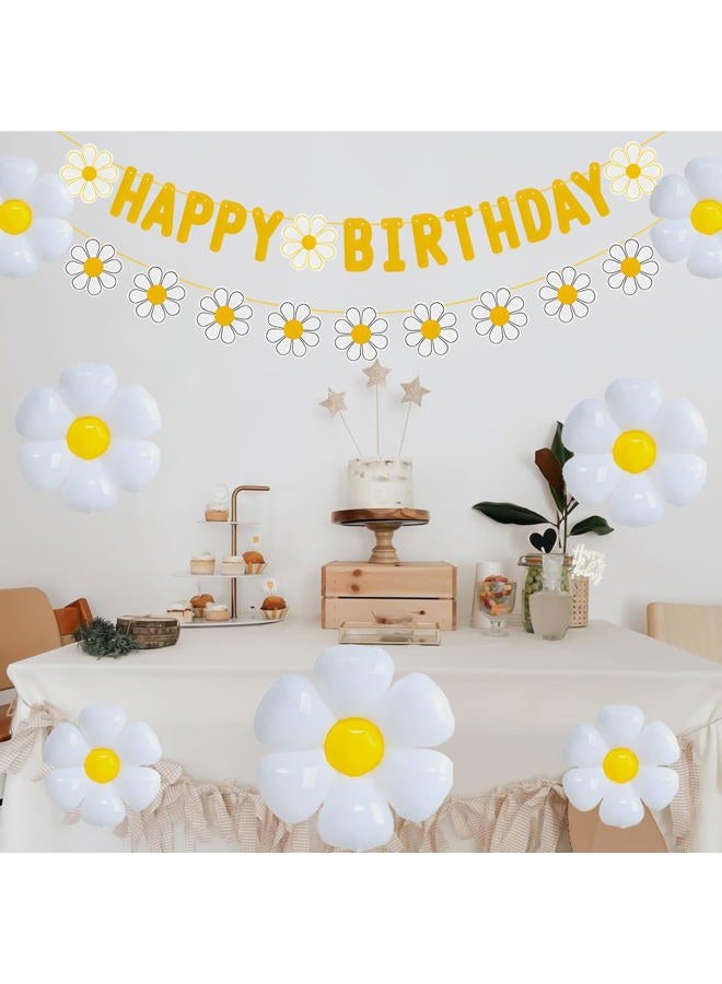 JU XIN 13pcs Daisy Flower Birthday Banner Balloons Decoration,Daisy Birthday Decorations，Daisy Flower Girls Boys Birthday Party Supplies - Image 5