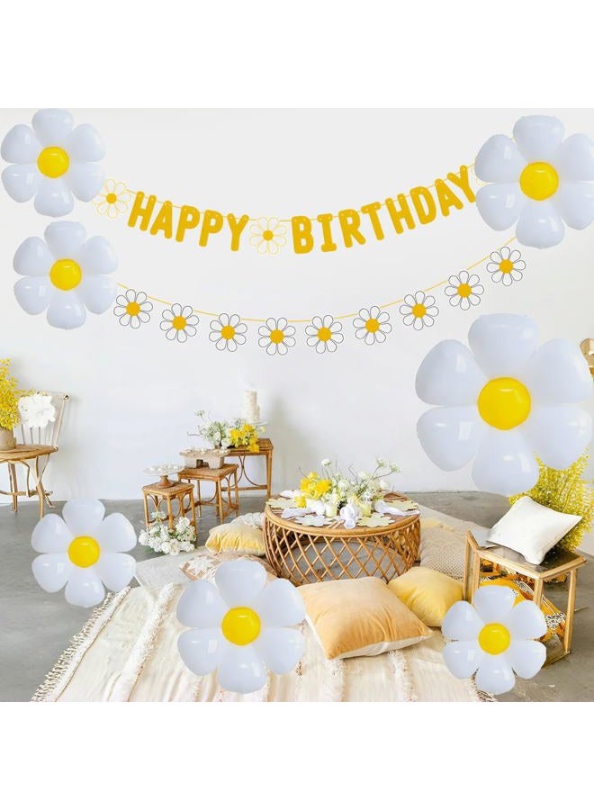 JU XIN 13pcs Daisy Flower Birthday Banner Balloons Decoration,Daisy Birthday Decorations，Daisy Flower Girls Boys Birthday Party Supplies - Image 4