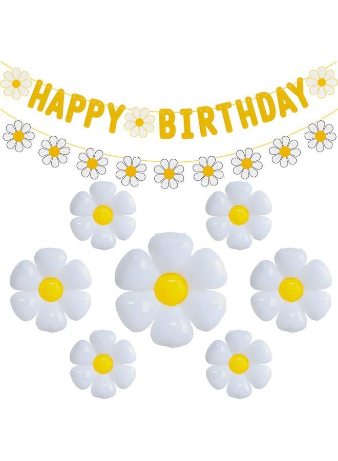 JU XIN 13pcs Daisy Flower Birthday Banner Balloons Decoration,Daisy Birthday Decorations，Daisy Flower Girls Boys Birthday Party Supplies - Image 2
