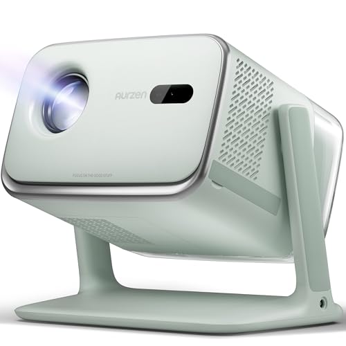 Aurzen BOOM mini Google TV Movie Projector with WiFi and Bluetooth, Voice Control, Family Mode, 20W Dolby Audio, Real-Time Focus, 4K Supported Smart Portable Home Theater Projector Outdoor, Green - Image 1