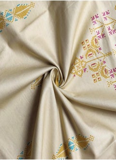Raymond Raymond Home King Flat Sheet Bedsheet 200 Thread Count Luxirious 100% Long Staple Cotton Bedding Printed Sateen Percale Bed Linen with 2 Pillow Case - Ecru (274 * 274 CM)  - Image 3