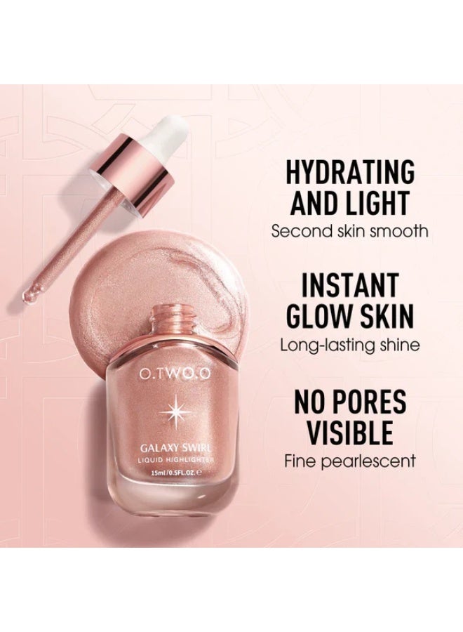 أوتو O.TWO.O Galaxy Shimmer Liquid Highlighter – Radiant Glow Makeup (#3, ROSE) - Image 5