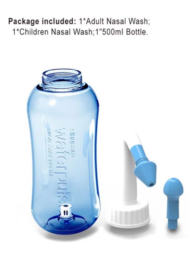Nose Wash Neti Pot Sachets Rinse Nasal Irrigation With Water Pulse Saline Bottle Blue 500ml - Image 2